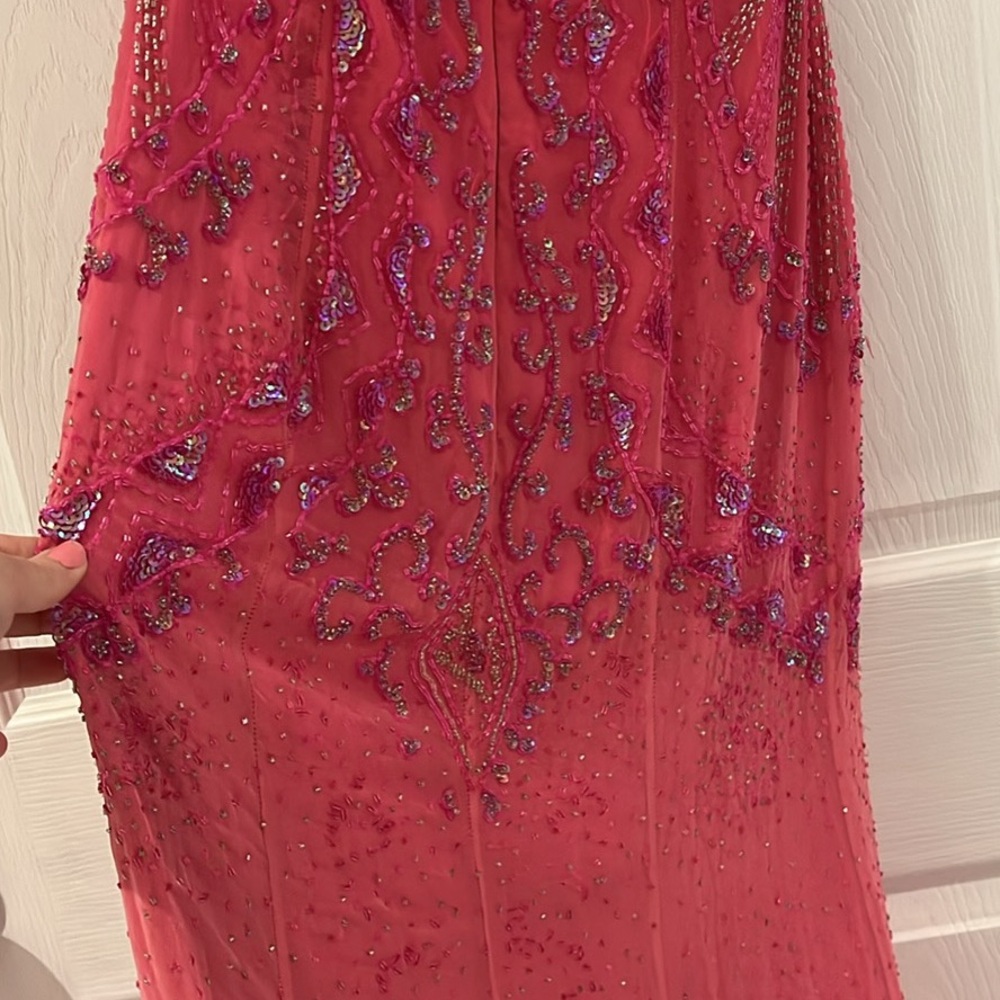 Stunning 100% silk vintage Pink Halter Neck/mermaid style gown - Picture 3 of 5